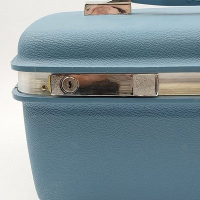 Samsonite Travel Makeup Train Case Blue Royal Traveller Montbello II Mirror Key