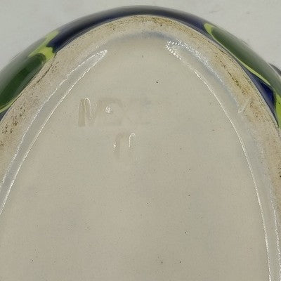 Talavera Calla Lilies Mexico Hand Painted Oval Bowl Art Pottery Signed Mexico Q