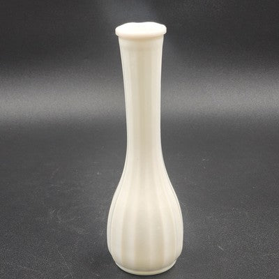 Carr Lowrey White Milk Glass Bud Vase Pedestal Vertical Design 8.7" Vtg