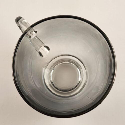 4 Sets of 8" Salad Luncheon Plates with Coffee Cups AH Presence Glass Clear Gray