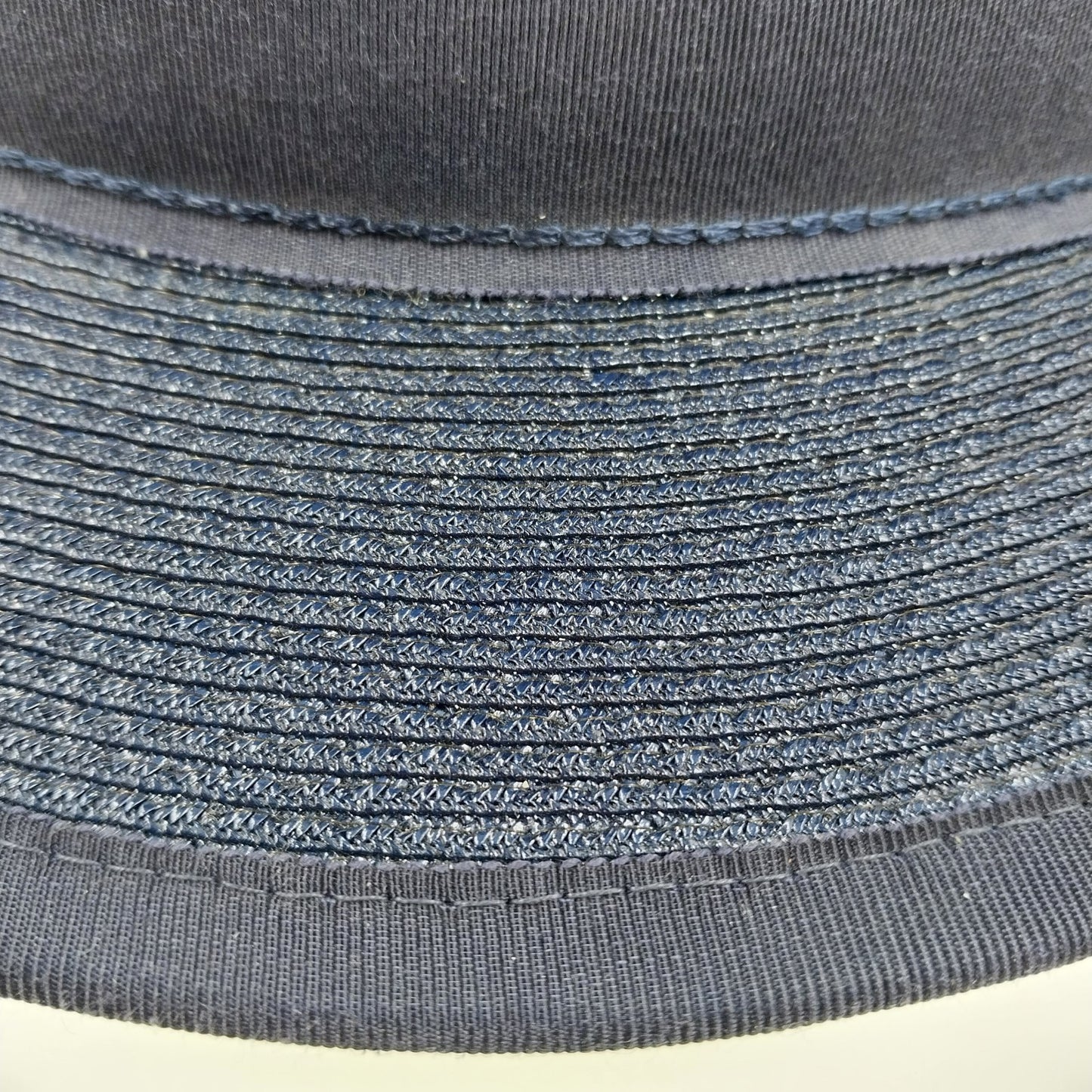 Navy Blue Hemp Braid Tall Crown Straw Fedora Summer Hat w Grosgrain Ribbon Bow