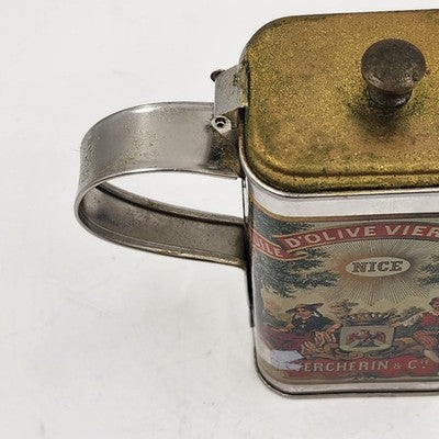 Vercherin Olive Oil Tin Can Huile D'Olive Vierge Clarifiee France w Spout 5.5"