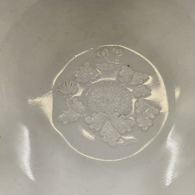 Challinor & Taylor Tree of Life Milk Glass Bowl 8" with a Lace Edge Hand Painted