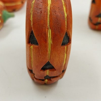 Set of 6 Gallerie II Pumpkin Jack O’Lantern Halloween Wood Napkin Rings 3"dx1"h