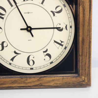 Howard Miller Oak Wood Wall Clock 612-246 Classic Quartz 18" Works w Battery VTG