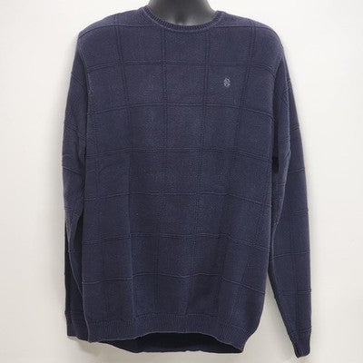 IZOD Sweater Blue Pullover Men's XLT Crewneck Cotton Long Sleeve Square Design