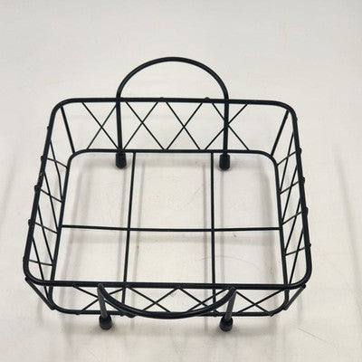 2 Casserole Serving Carriers Black Metal Wire Nesting with Handles 8.75" & 8"