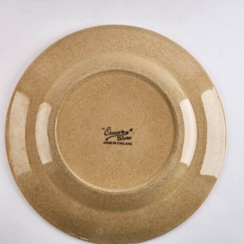 Omar Ware English Stoneware Snack Plate 7.5" Beige w/ Orange Trim England