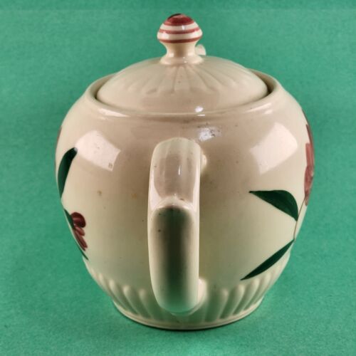 Shawnee Pottery USA Hand Painted Teapot w Lid Red Floral Design 4 Cup Capacity