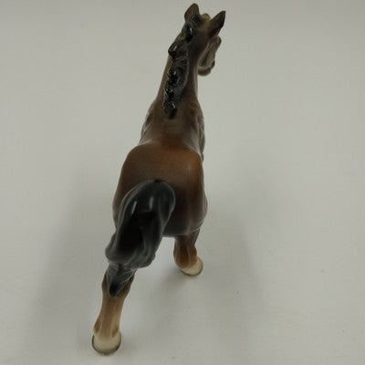 Ceramic Brown with White Accents Trotting Horse Figurine Japan Vintage 4"x3.75"