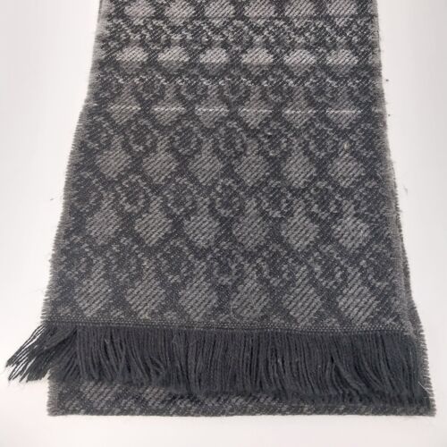 Scarf Black Gray Winter Neck Warm Head Scarves Geometric Woven Knit Fringe Ends