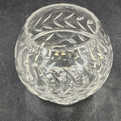 24% Lead Crystal Bowl Vase Hand Cut Clear Round 3.25" Footed Poland