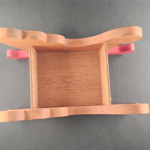 Christmas Decorative Wooden Sleigh Light Brown with Red Runners 13.5" x 7" x 8"h