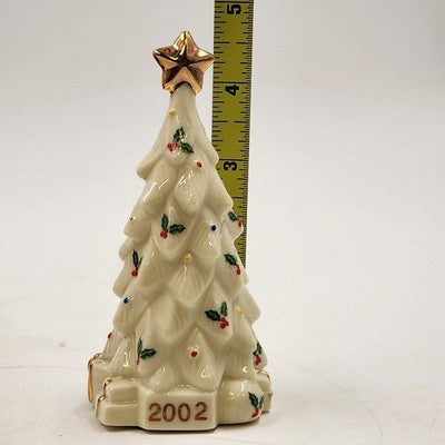 Baum Brothers Musical Christmas Tree Ornament Porcelain Ivory & Gold 2002 w Box