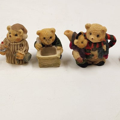 Popular Imports TS291 8pc Mini Tea Set Family Bears Christmas Polystone Resin