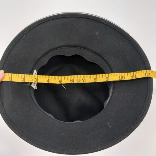 Henri Bendel New York Italy Hat Flowers Black Gray Wool 12" Bowler Rim Vintage