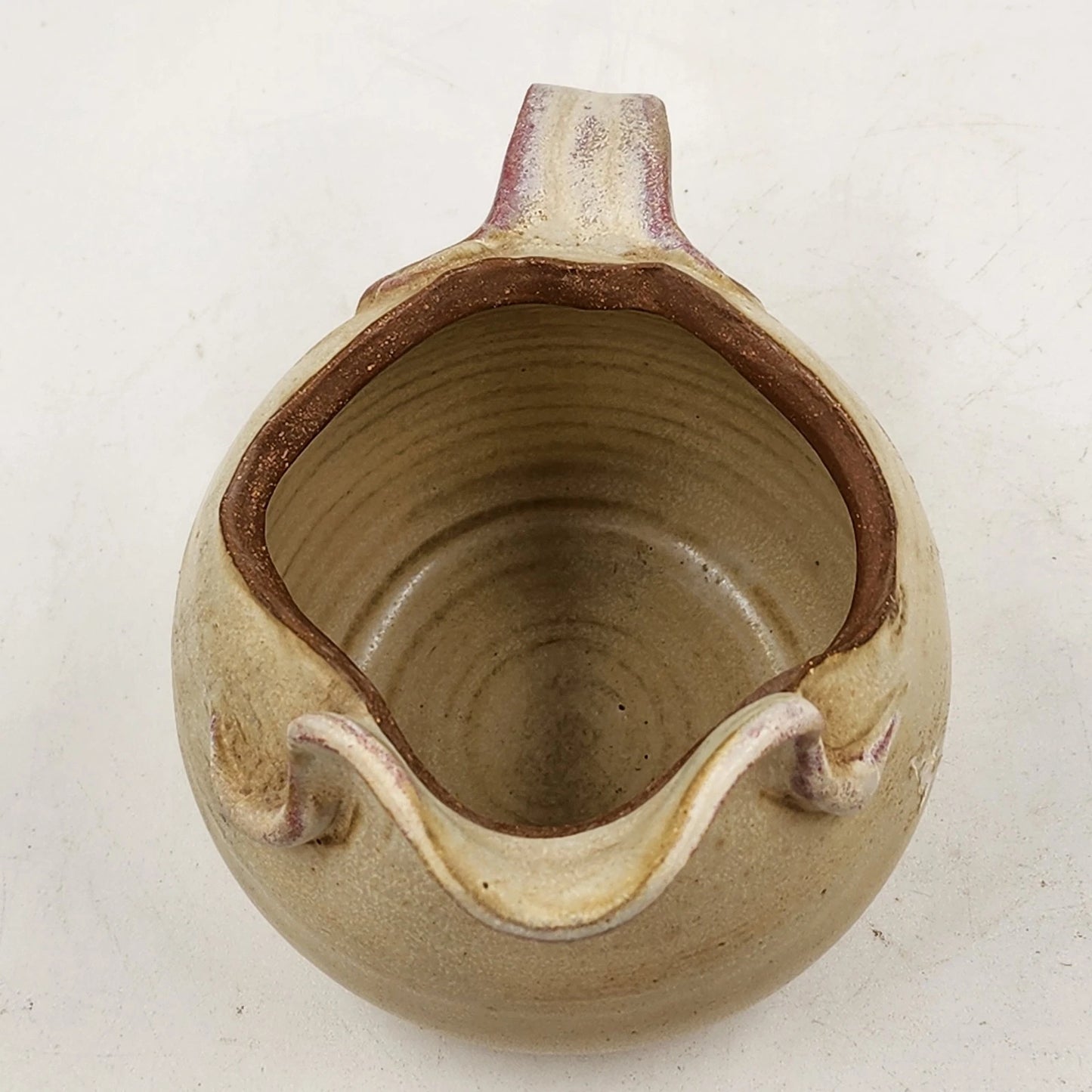 Pouty-Faced Teapot Pottery 5.25" Beige Artisan Studio Art Whimsical Rustic