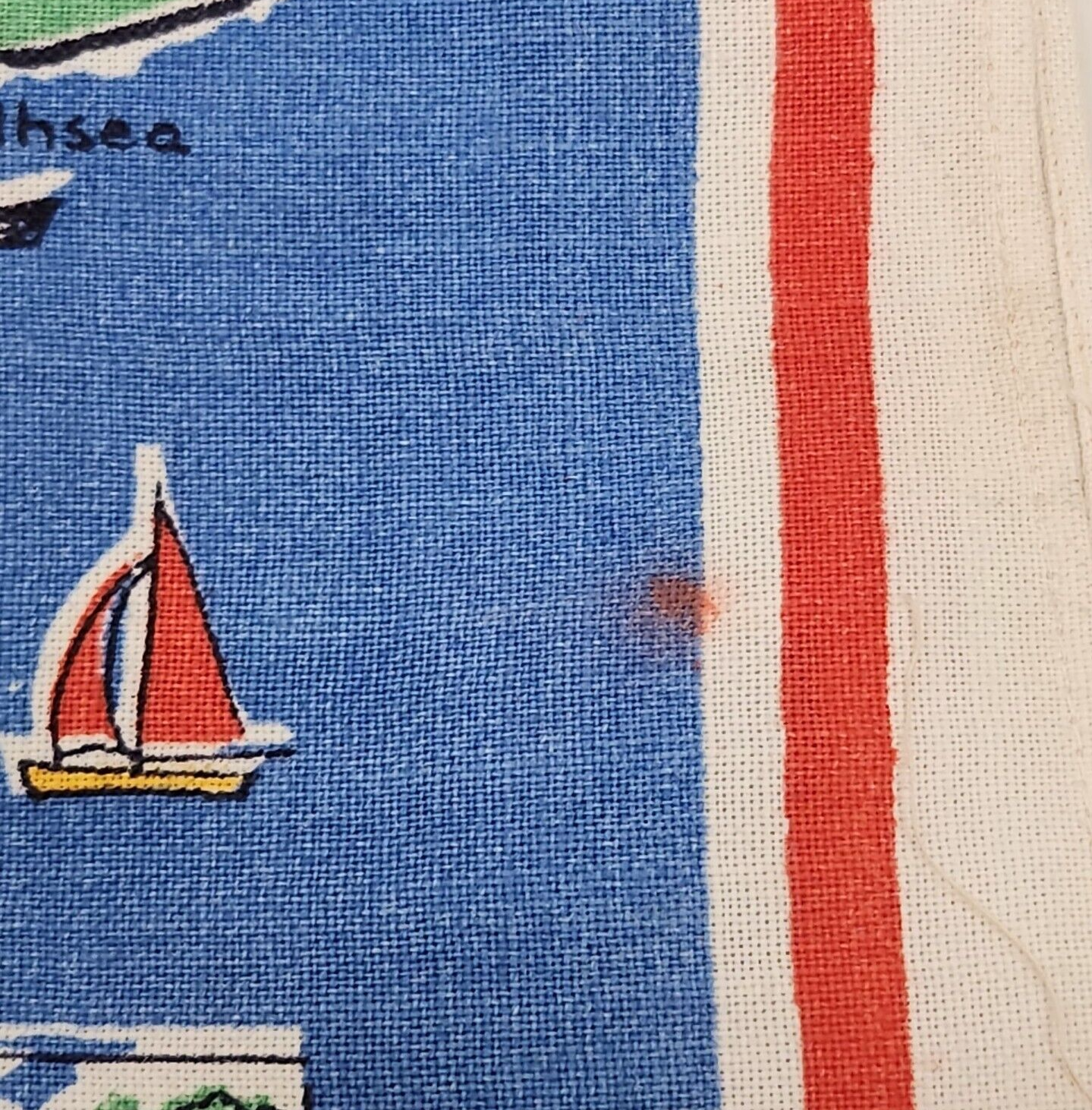 English Linen Tea Towel Bouquet Made in England Isle Wight Vintage 30"