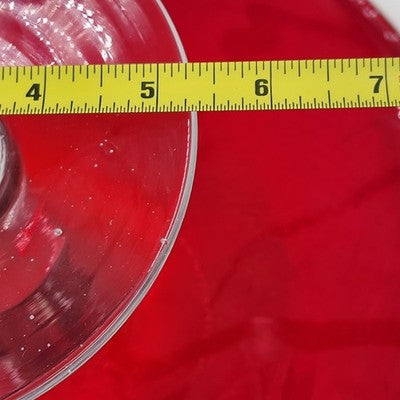 IKEA ÄKTAD Ruby Red Flashing Cake Stand 13" Glass Top Clear 5" Pedestal Base