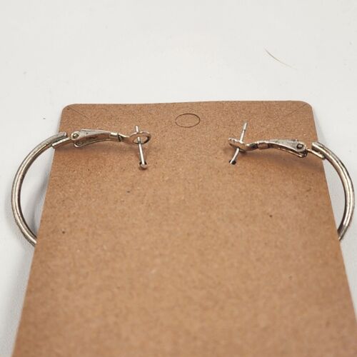 2 Pair Silver Tone Hoop Earrings Paisley Etched & Flat Round Lever Back