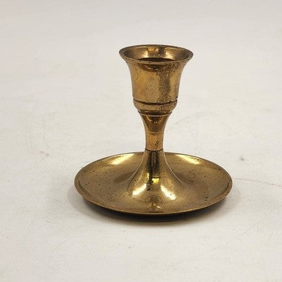 Solid Brass Gold Tone Candlestick Candle Hlder 2.5" x 3" Made in India Vintage
