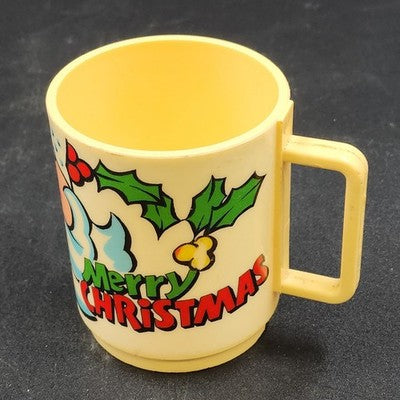 Santa Claus Mug Cup 3.75" Tall HO HO HO MERRY CHRISTMAS Deka Plastic