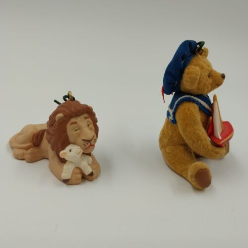 2 Hallmark Keepsake 1997 Christmas Ornaments SAILOR BEAR and Lion & Lamb VTG