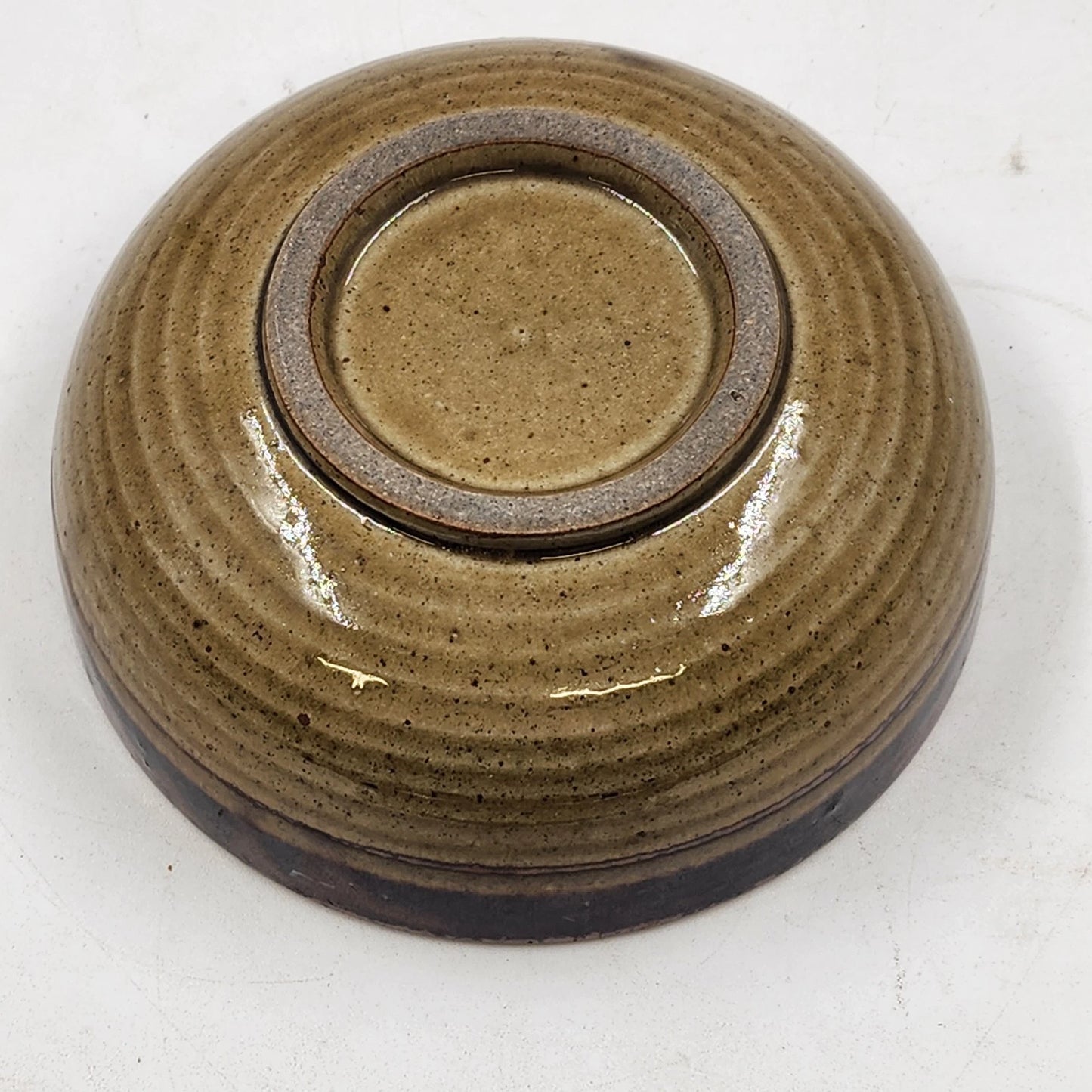 Speckled Glazed Bowl Stoneware Studio Pottery Gradual Turned Sides 6”x2”