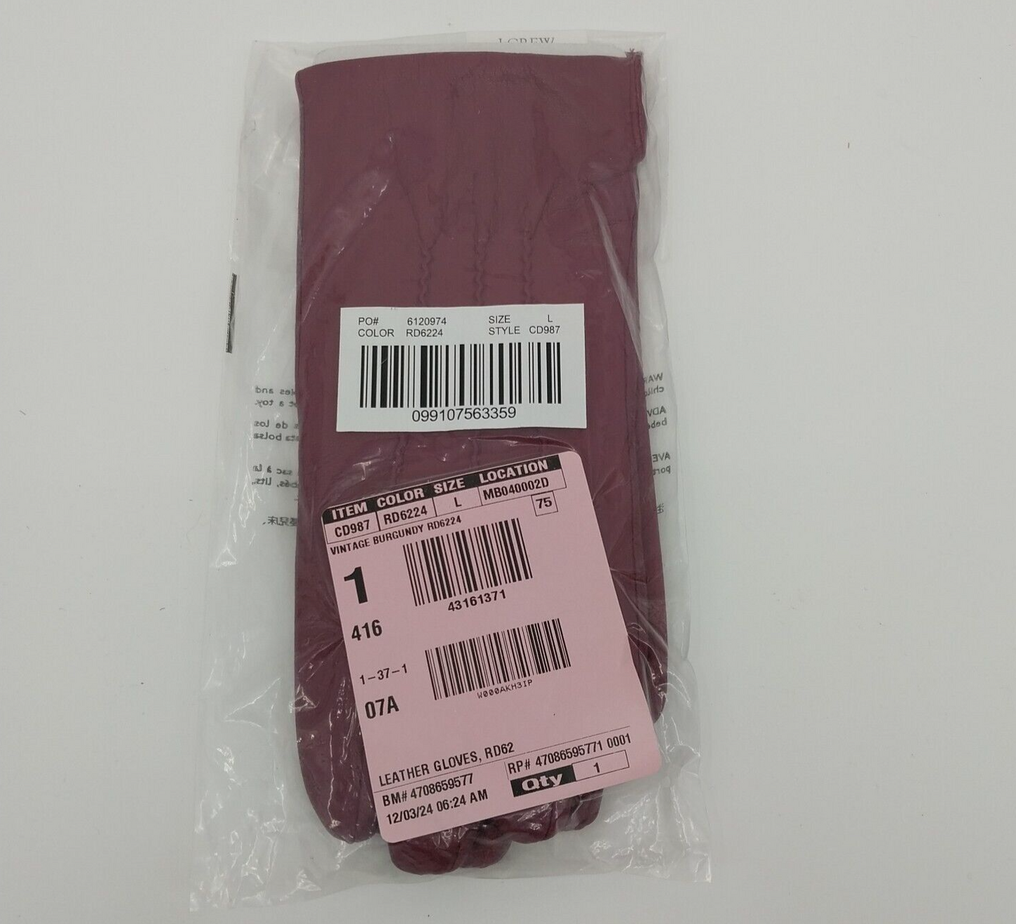 Maroon Leather Driving Gloves J Crew Red Ladies Lined New Winter Size Large