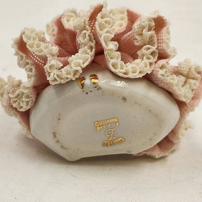 Dresden Princess Lady Figurine Pink Dress White Lace Originals West Germany