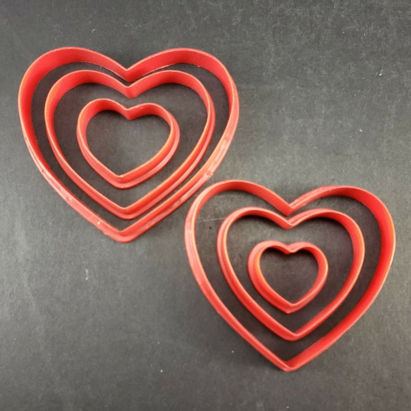 9 Valentine Day Heart Cookie Shape Cutters Baking Kitchen Plastic Metal Vintage