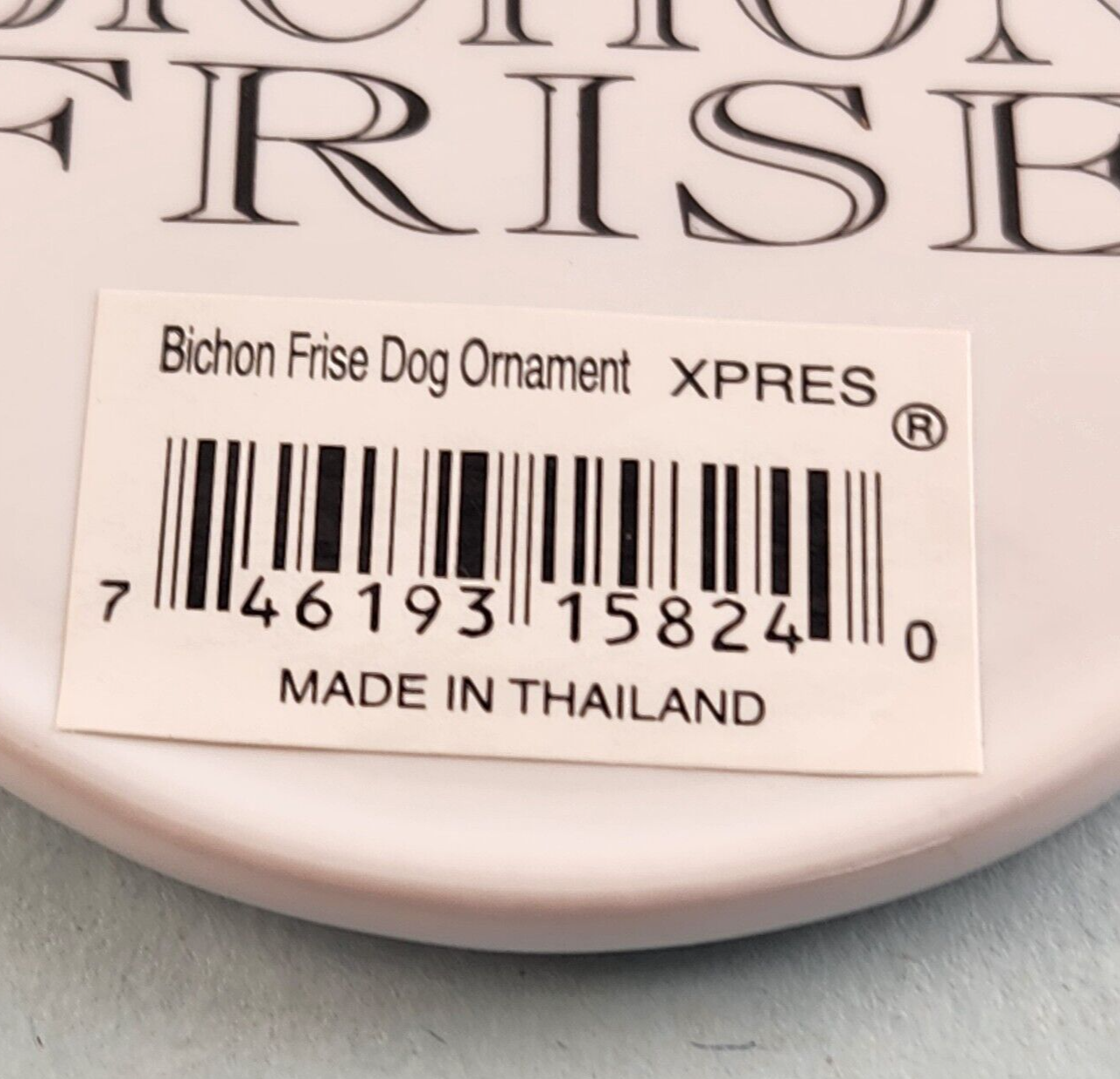 Bichon Frise White Dog Ornament Red Lace Made In Thailand XPRES Ceramic Vintage