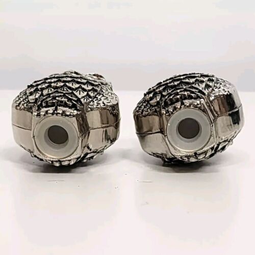Cast Metal Owl Salt & Pepper Shakers Small Base Well Made Plastic Stopper 2"