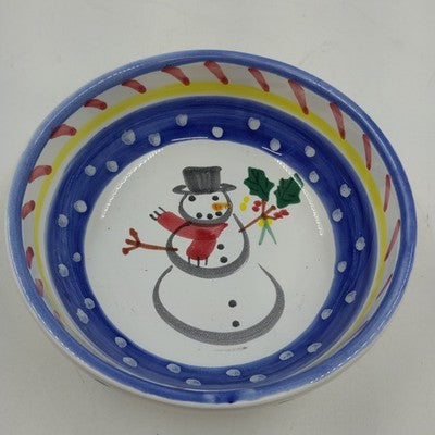 Soup Cereal Bowl Present Tense Snowman Italy Home Artsy Christmas 5.75 Pottery