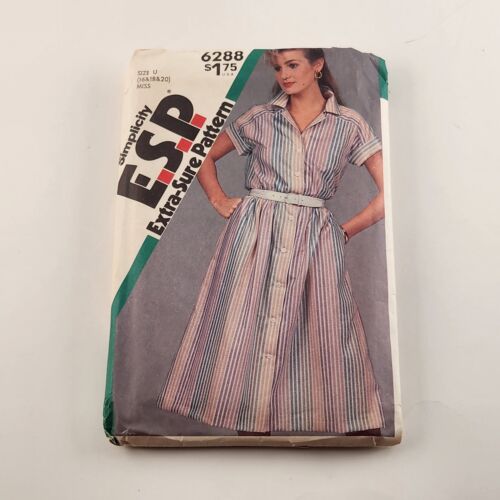 Simplicty ESP 6288 Vintage Cut Sewing Pattern Misses' Dress Size U (16 18 20)