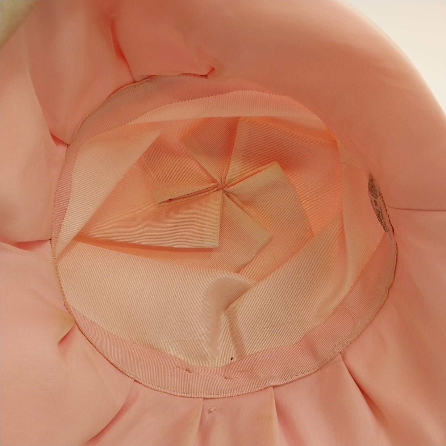 Union Made Women's Pale Pink Summer Sun Bucket Hat with Ribbon Bow USA