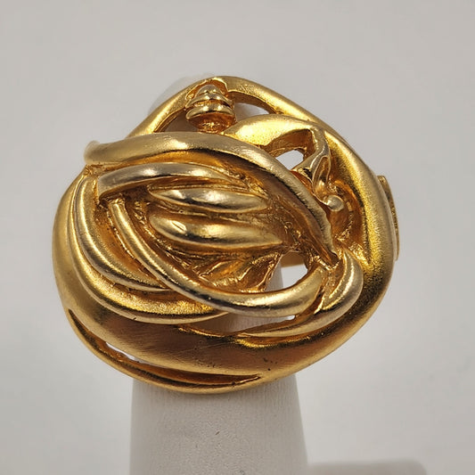 Elegant Gold Tone Love Knot Scarf Slide Neck Handkerchief Holder