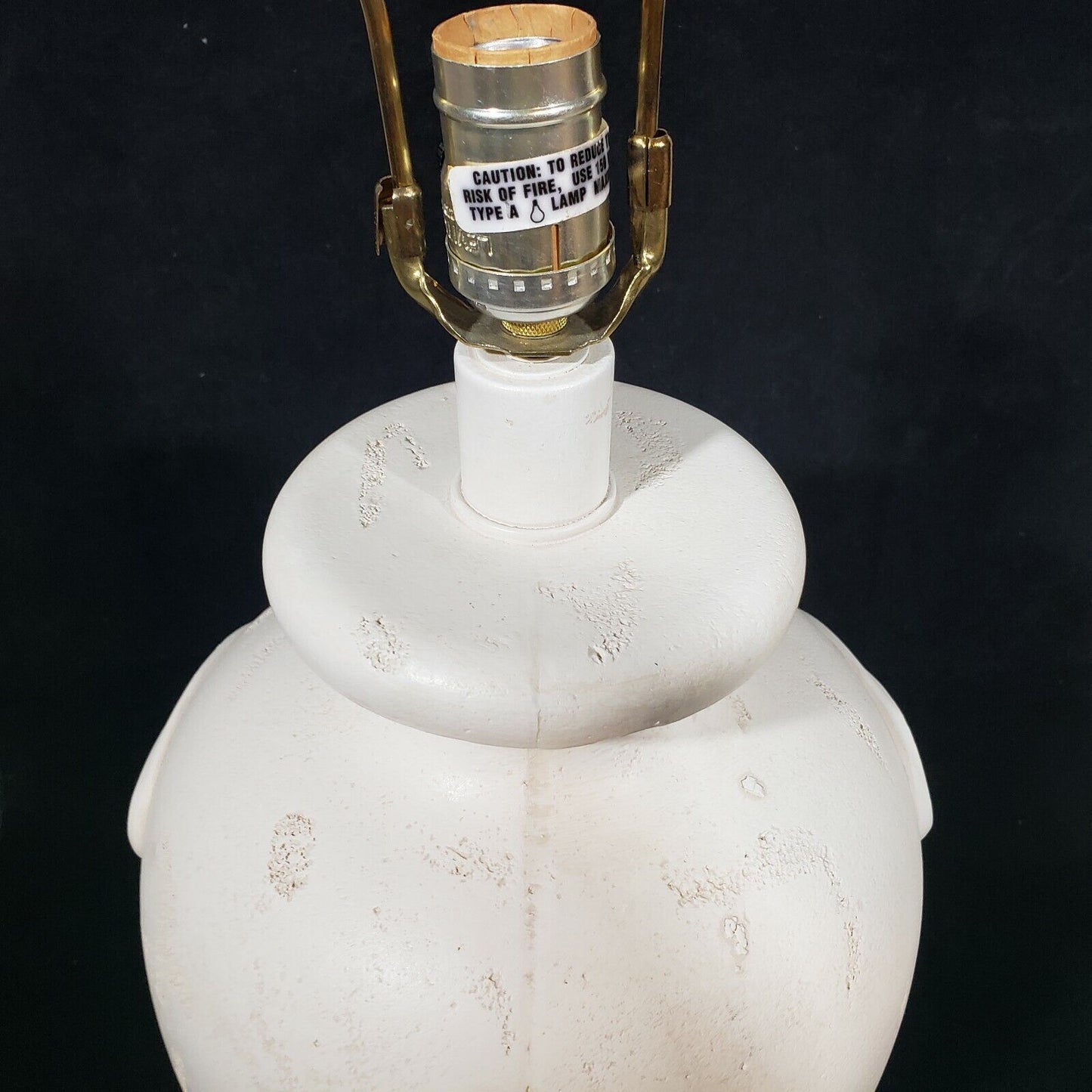 Vintage White Composite Ginger Jar Table Lamp Decorative White Flowers 20" 14 Lb