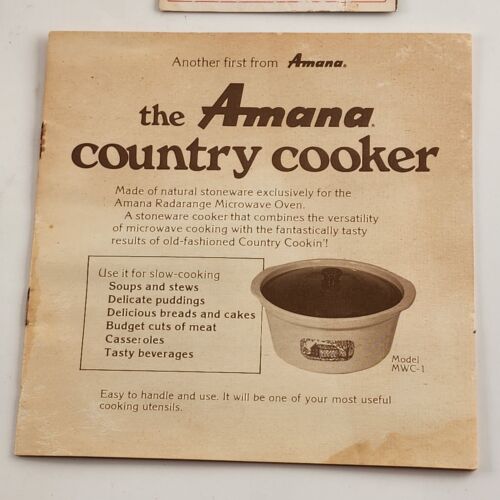 Amana Radarange 4 Qt Country Cooker Western Stoneware Amber Glass Lid