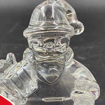 Baccarat France Stunning Clear Glass Crystal Santa Claus with Gift Figurine 4"