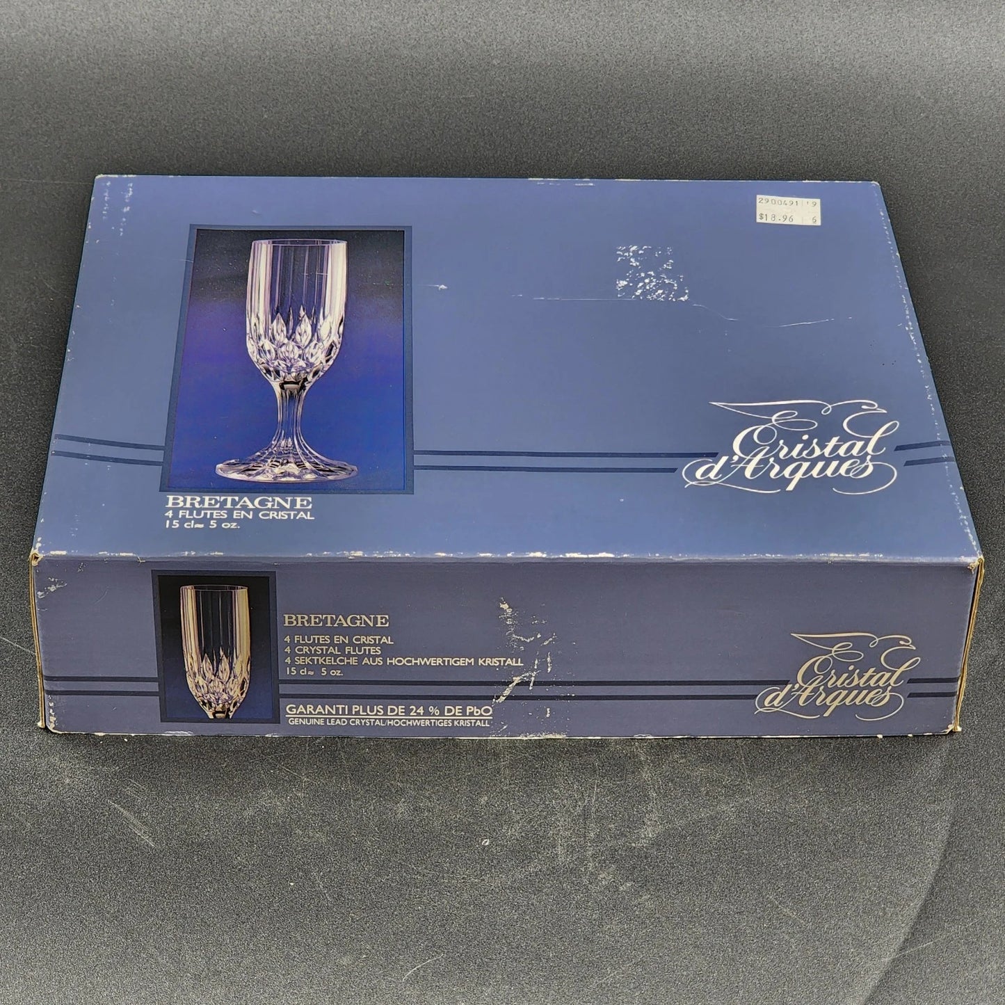 4 Cristal d’Arques Bretagne Champagne Flutes 5 oz Crystal Vintage France NIB