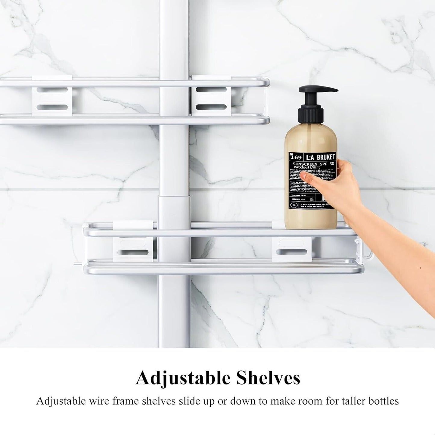 Shower Caddy Hook Over Shower Head 3 Tier Large Capacity Aluminum Bathroom NEW