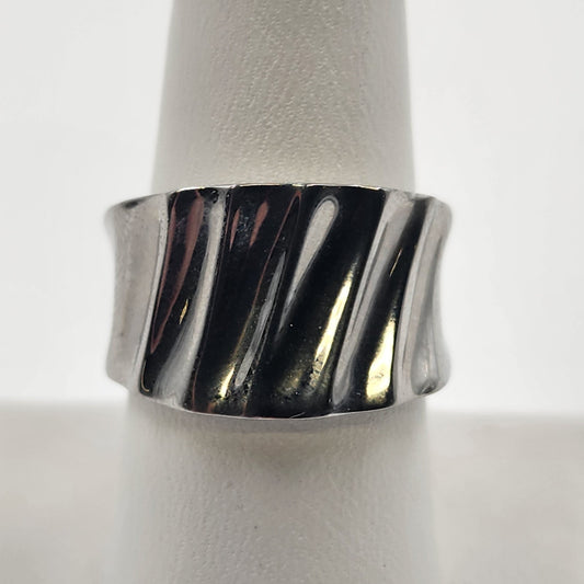 Milor Stainless Steel Ring Size 8 Vintage Silver Tone Band