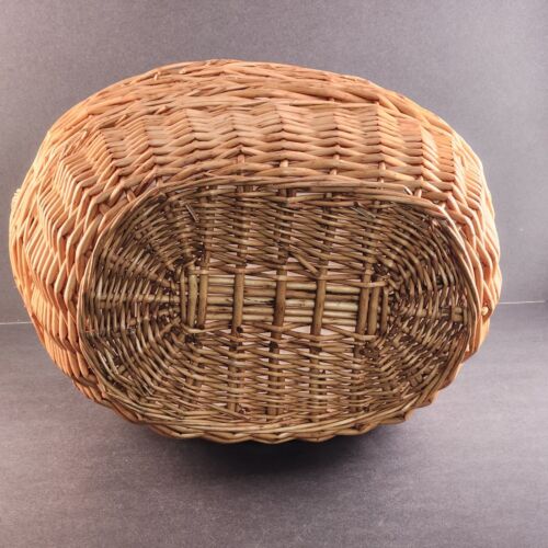 Unbranded Brown Woven Straw Wicker Market Basket French Style Vintage w Handle