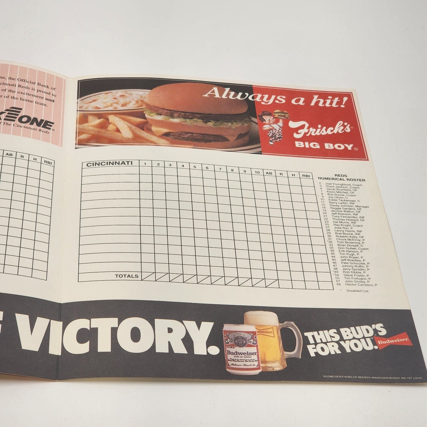 Cincinnati Reds 1994 Game Scorecard vs Los Angeles Dodgers MLB Baseball Not Used