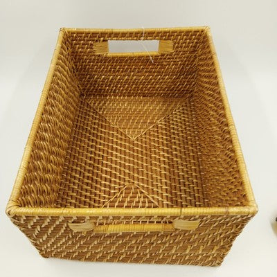 Artifacts Tava Handwoven Rattan Storage Basket Medium 14"x10"x6" Box Decor