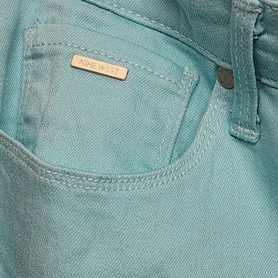 Nine West Gramercy Skinny Ankle Womens Jeans Size 14 Teal Denim Cotton Stretch