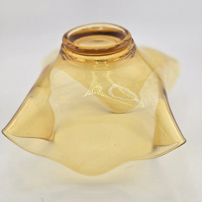 Viking Art Glass Bowl Amber Epic Loop Ruffled Pinched Candy Trinket Dish 6" MCM