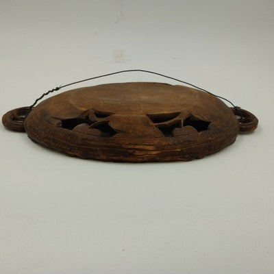 Wooden Hand-Carved Black Forest Serving Tray w Grape & Foliate Wall Decor 11x7"