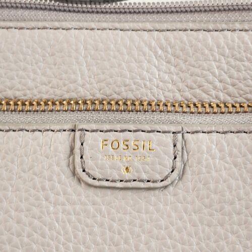 Fossil 1954 Pebble Leather Crossbody Purse Tumbled Gray Gold Accents Bag